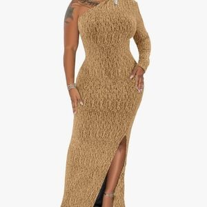 Elegant Gold One-Shoulder Dress